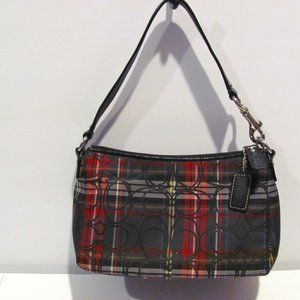 Coach Poppy signature shimmer tartan plaid fabric bag (converts to wristlet)